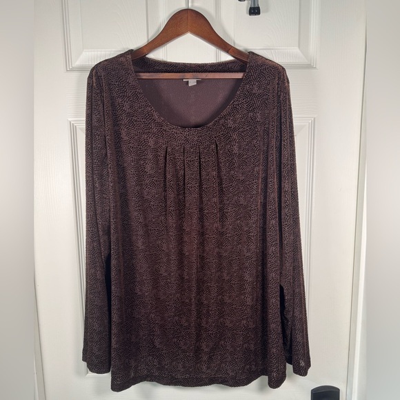 J. Jill Velvet Pleated Front Long Sleeve Blouse Mulberry Stretch Plus Size 3x - Picture 1 of 8